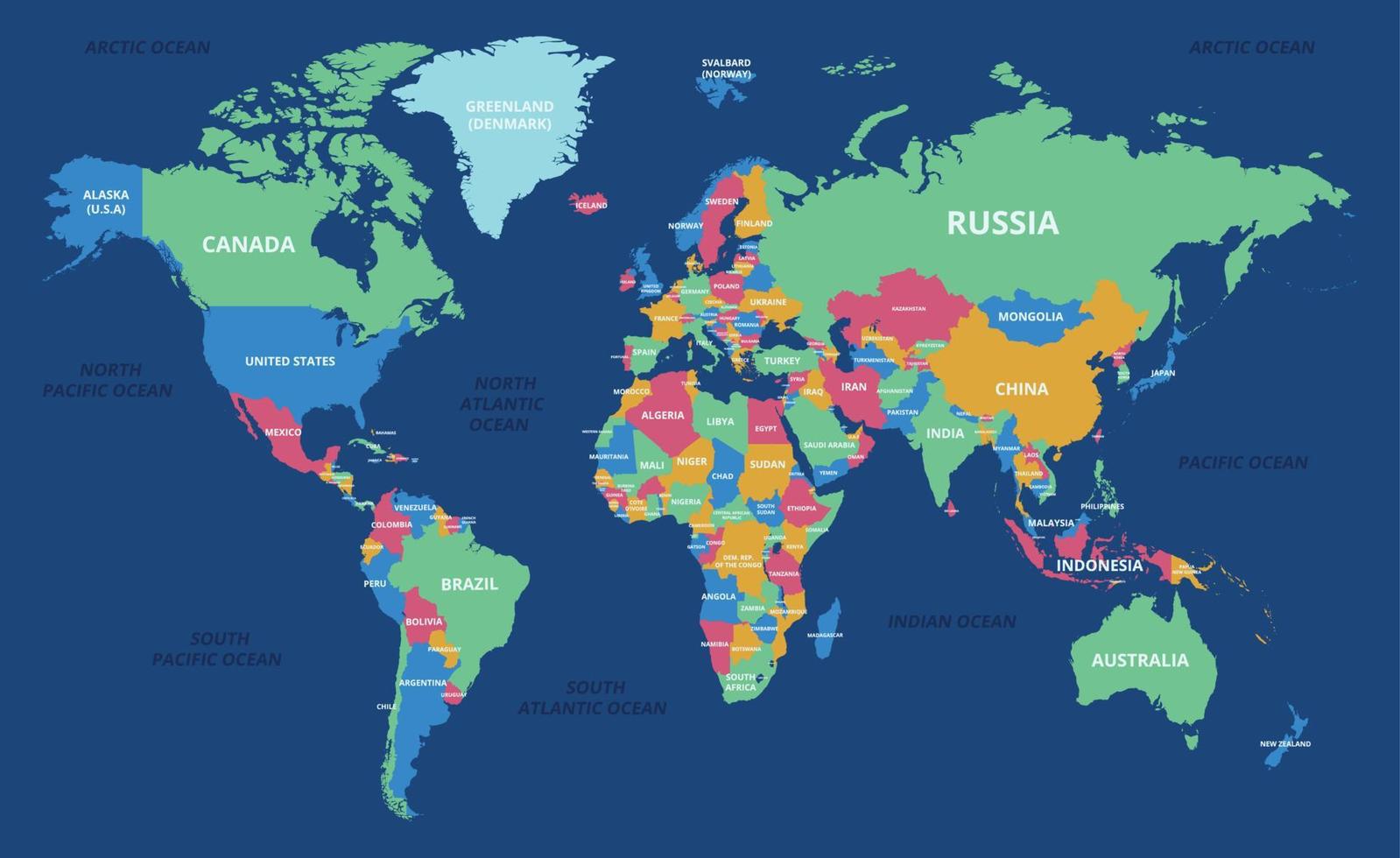 World Map with Country Names vector