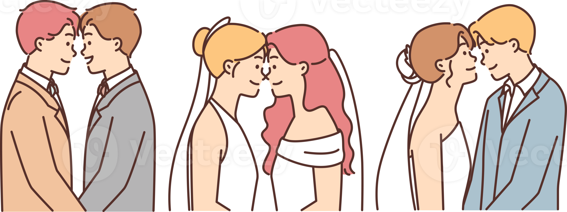 Variable wedding, illustration set png