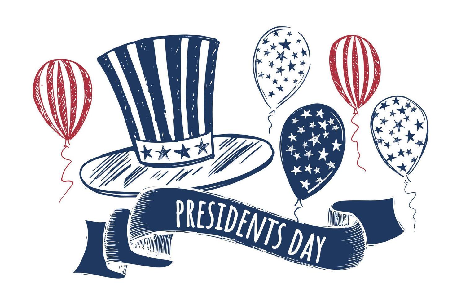 Presidents day. Independence Day USA. Hand drawn illustration. vector