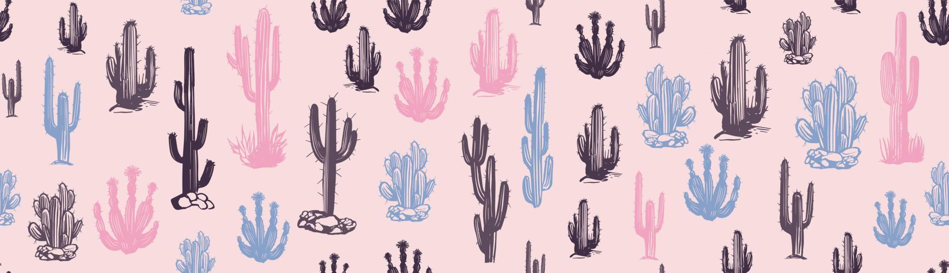 conjunto de cactus ilustraciones dibujadas a mano, vector