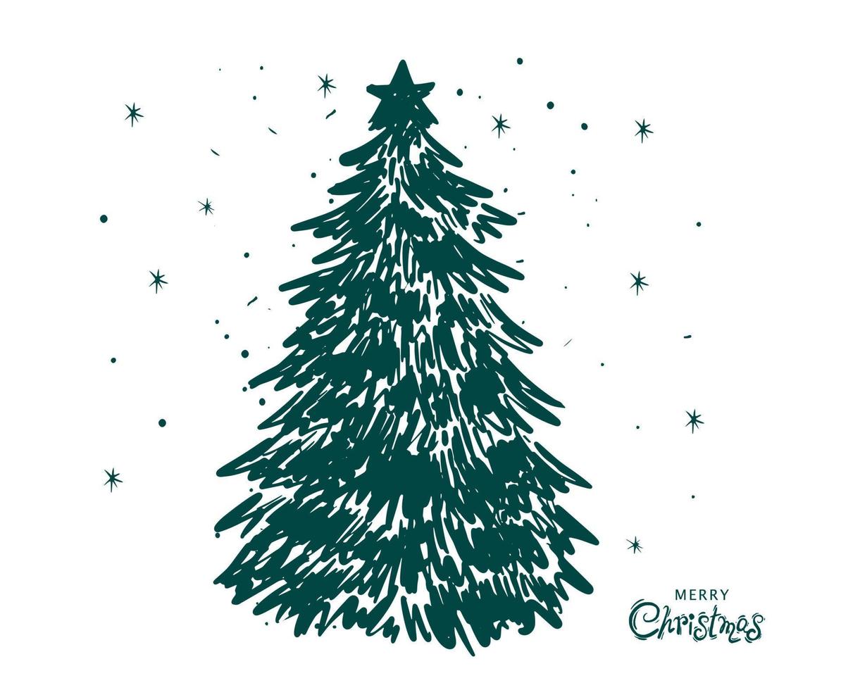 juego de árboles de Navidad, ilustraciones dibujadas a mano. vector