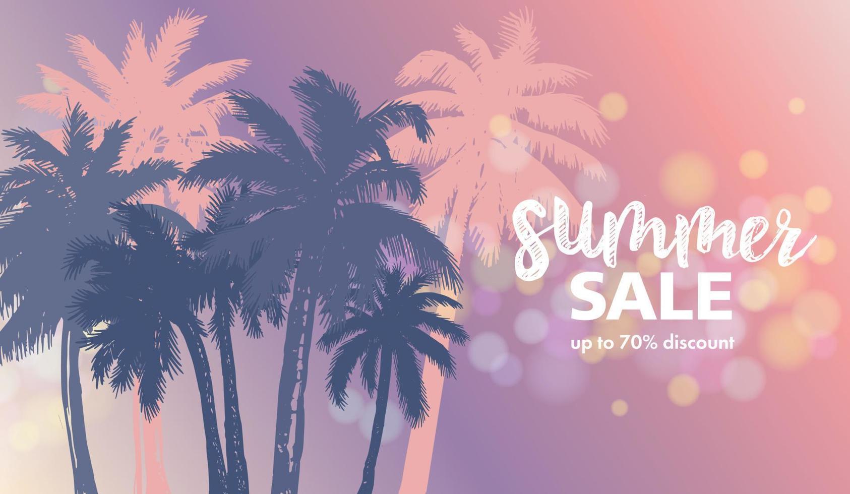 Summer Sale, Palm hand drawn illustrations, vector. vector