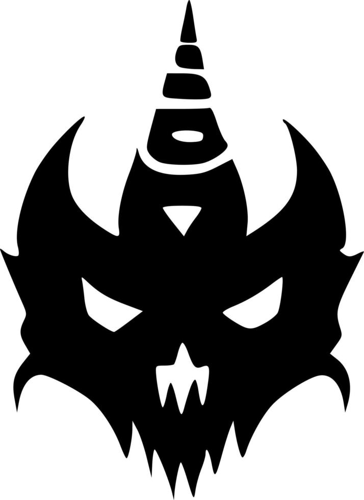 black and white of evil monster icon vector