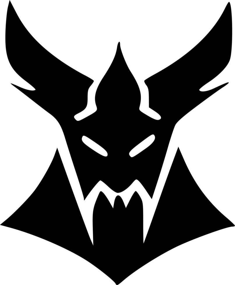 black and white of evil monster icon vector