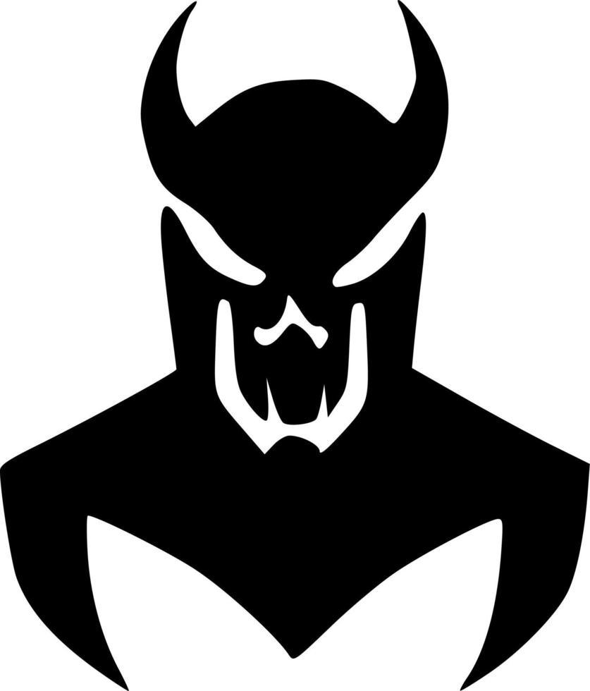 black and white of evil monster icon vector