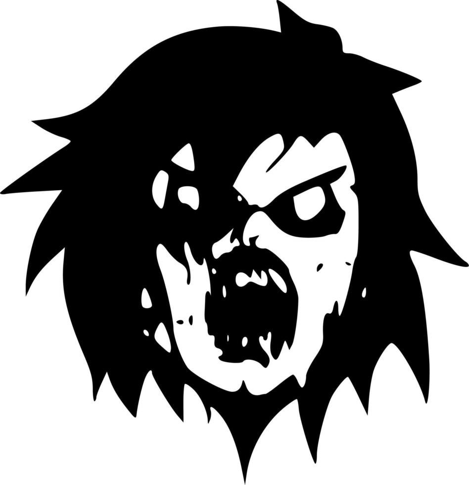 black and white of zombie monster vector