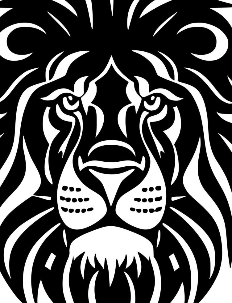 black and white of lion head vector