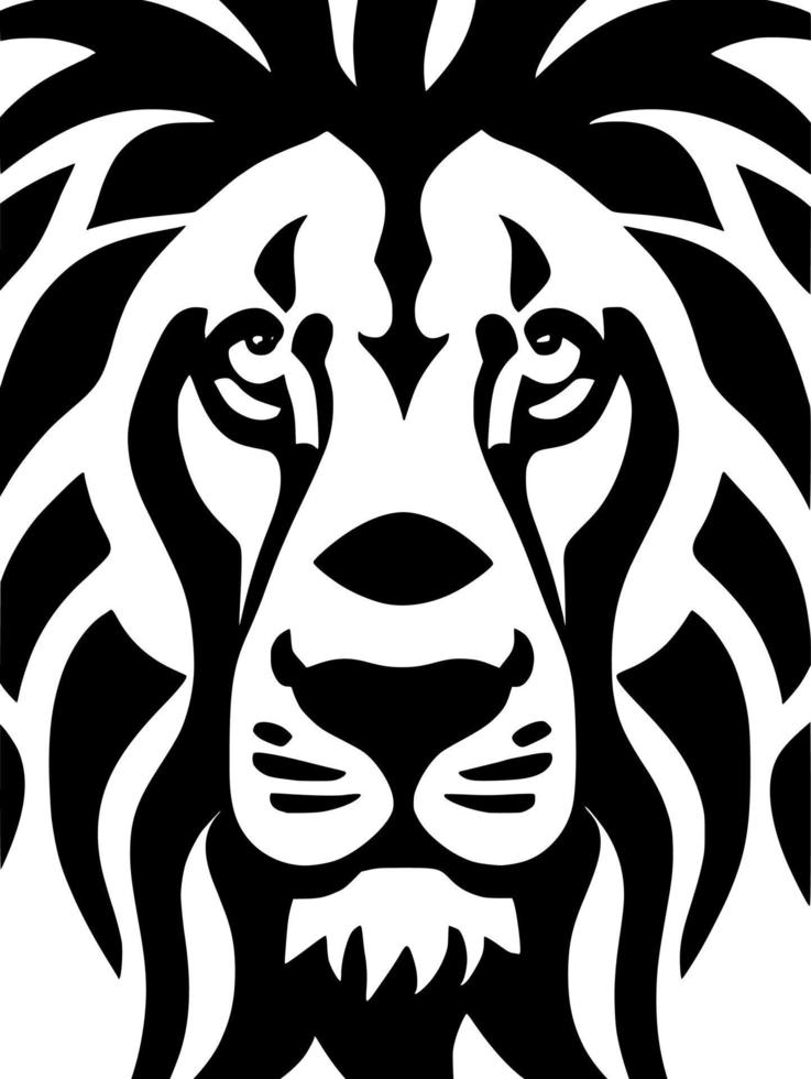 black and white of lion head vector