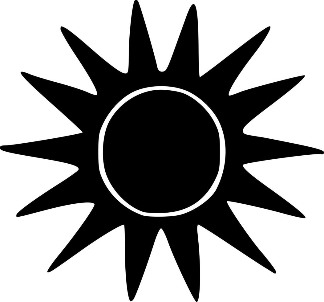 black and white of sun icon vector