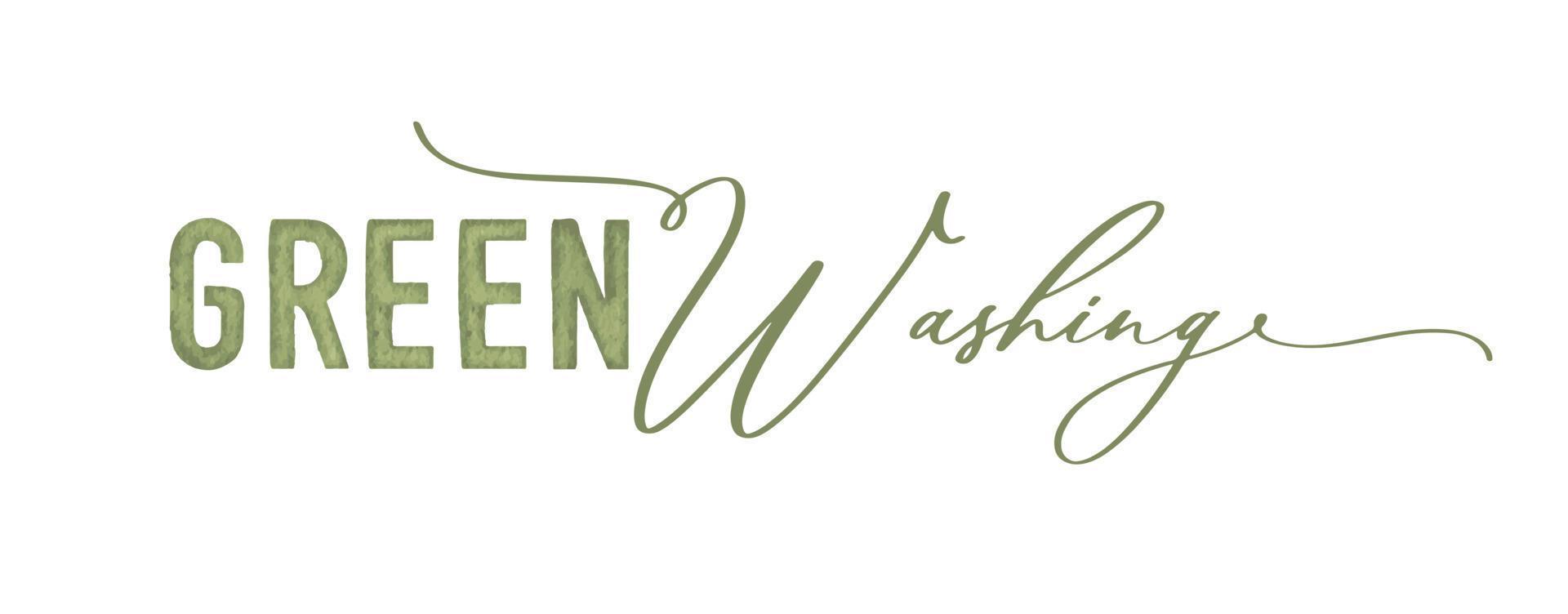 Green Washing. Concept logo Calligraphy watercolor inscription. vector