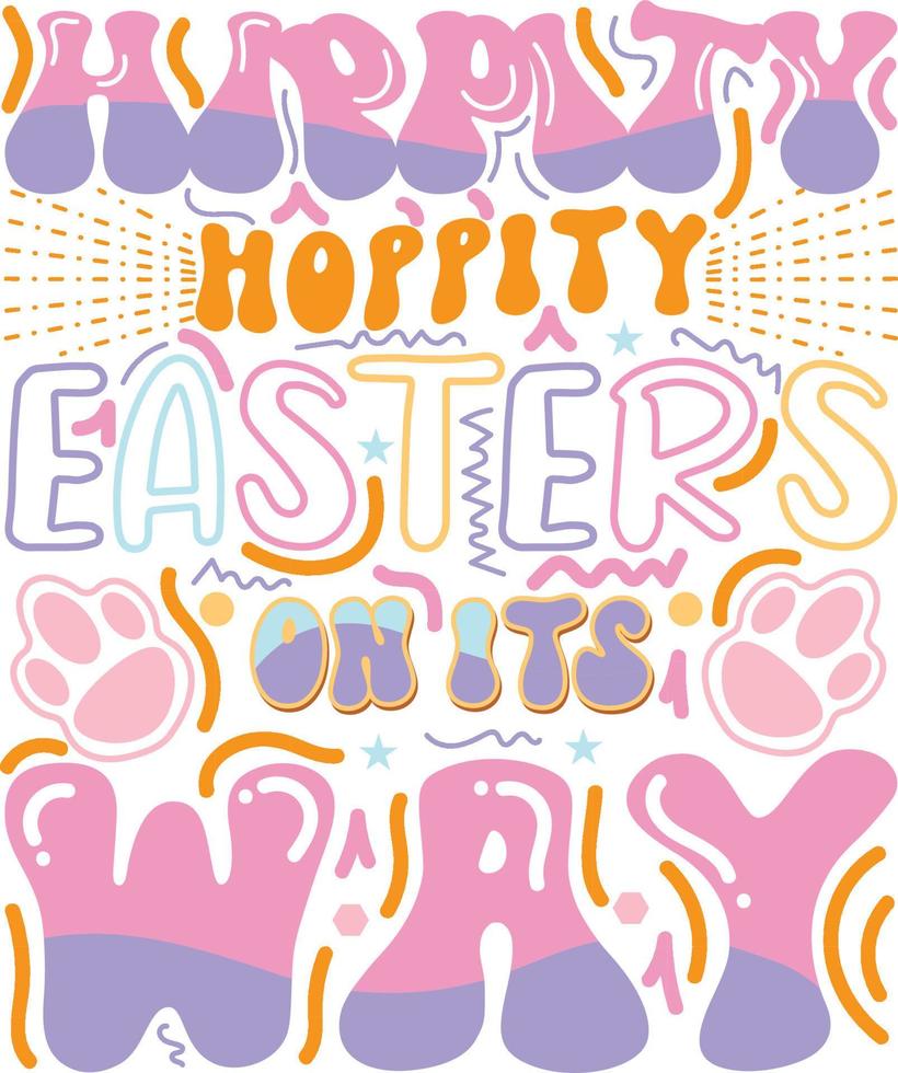 happy easter Groovy svg design, easter bunny Quotes design vector