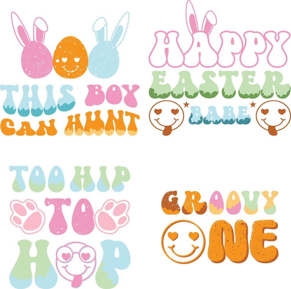 happy easter Groovy svg design, easter bunny Quotes design vector