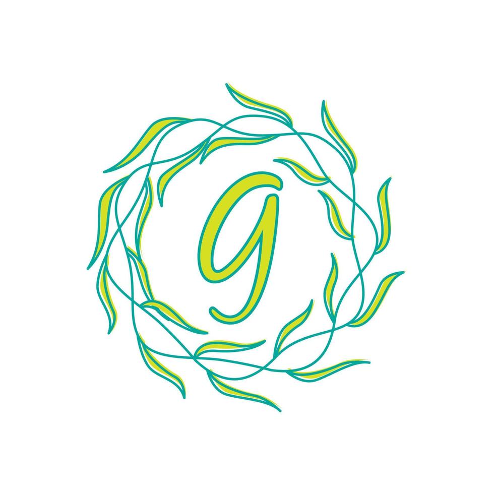 letter G with circular green leaf logo vector icon symbol illustration design template