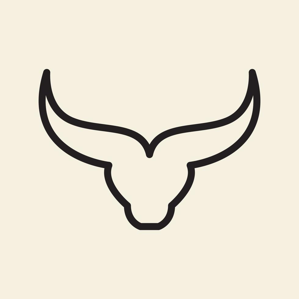 Bull horns logo longhorns vintage line style vector illustration icon design template