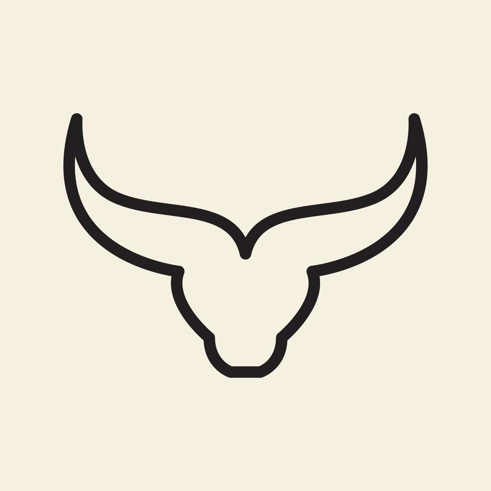 Bull horns logo longhorns vintage line style vector illustration icon design template
