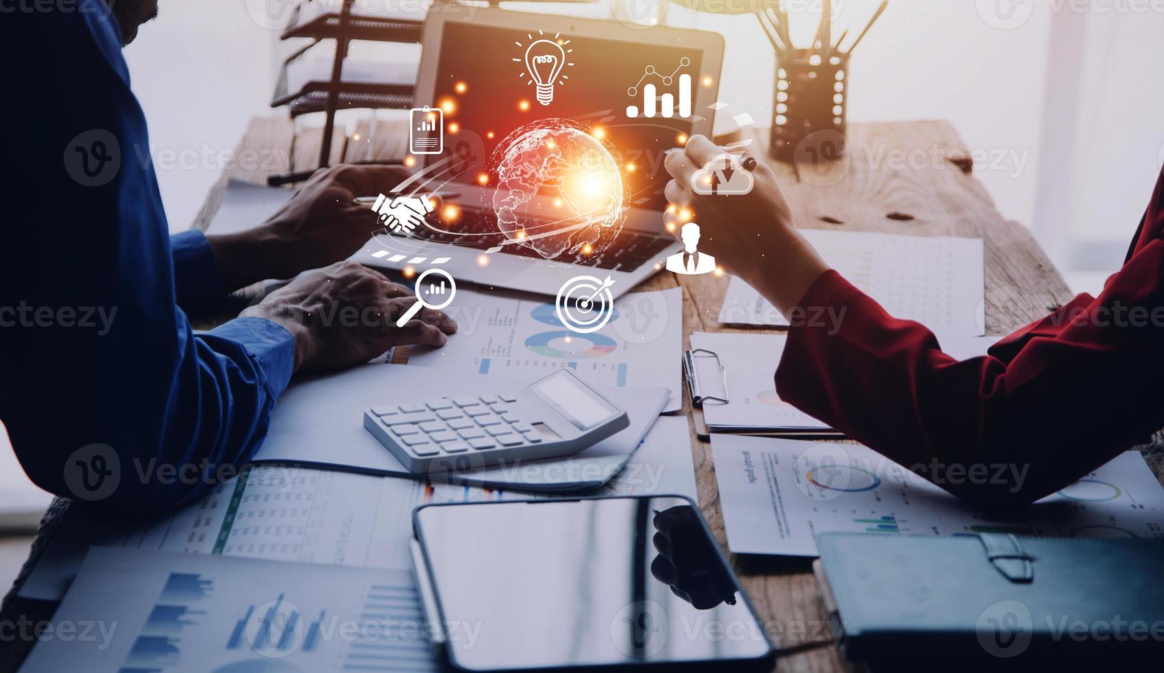 woman Hand holding virtual Global Internet connection metaverse. Business global internet connection application technology and digital marketing, Financial and banking, Digital link tech, big data. photo