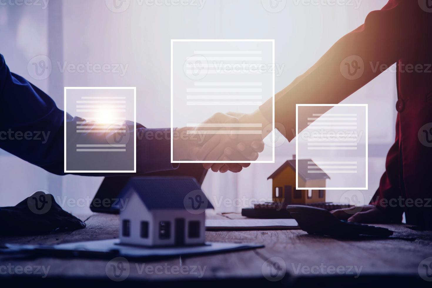 Document Management System, Online business contract Electronic signature, e-signing, digital document management, paperless office, signing business contract concept. photo