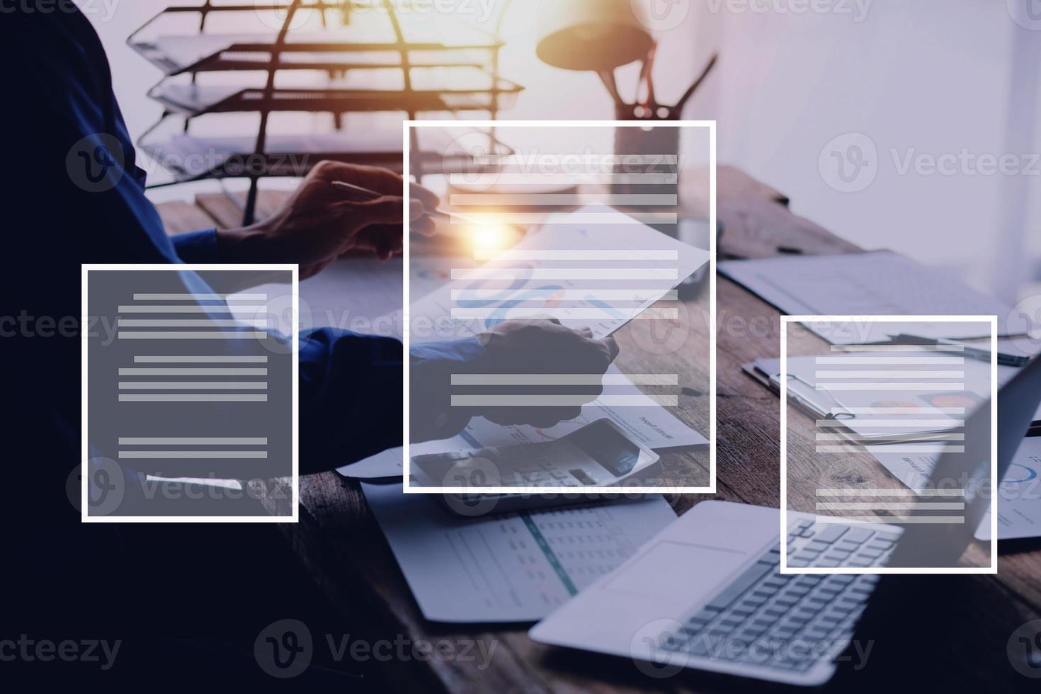Document Management System, Online business contract Electronic signature, e-signing, digital document management, paperless office, signing business contract concept. photo