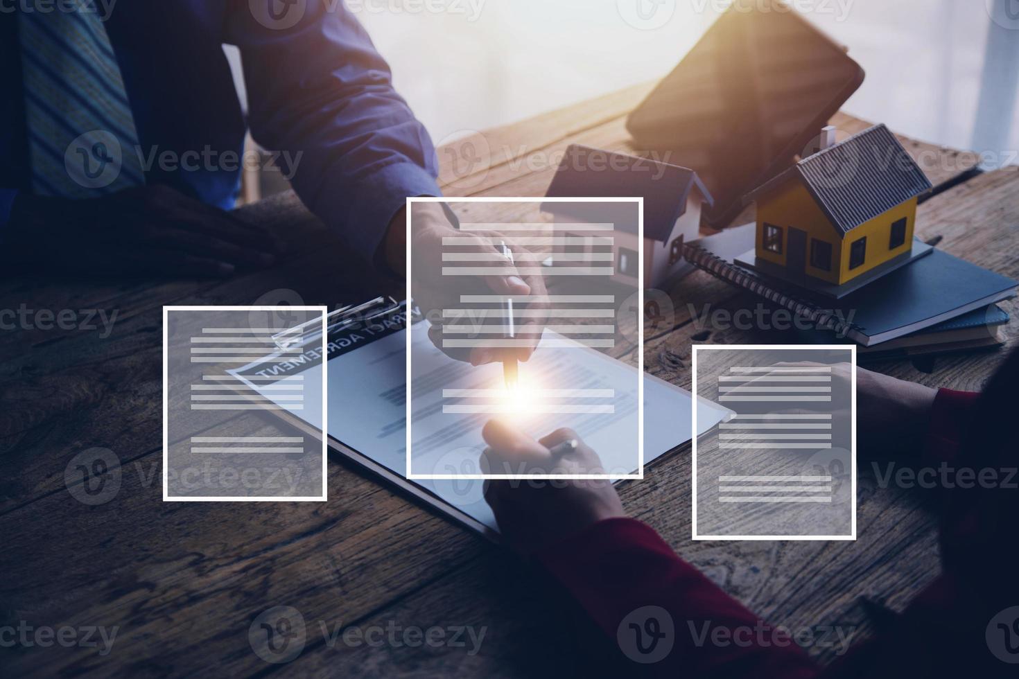 Document Management System, Online business contract Electronic signature, e-signing, digital document management, paperless office, signing business contract concept. photo