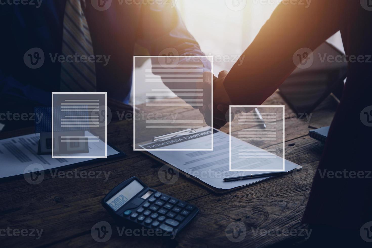 Document Management System, Online business contract Electronic signature, e-signing, digital document management, paperless office, signing business contract concept. photo