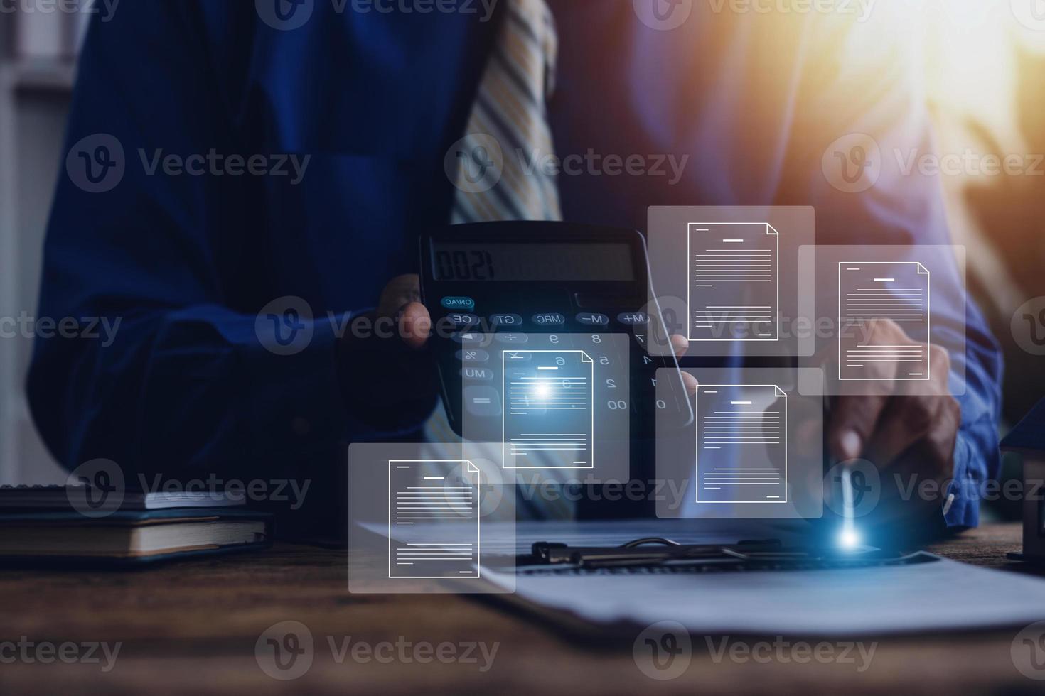 Document Management System, Online business contract Electronic signature, e-signing, digital document management, paperless office, signing business contract concept. photo