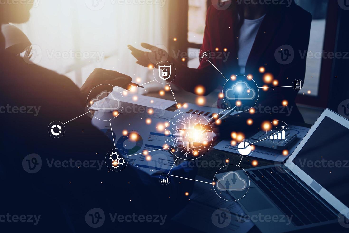 Digital transformation technology strategy, IoT, internet of things. transformation of ideas and the adoption of technology in business in the digital age, enhancing global business capabilities. Ai photo