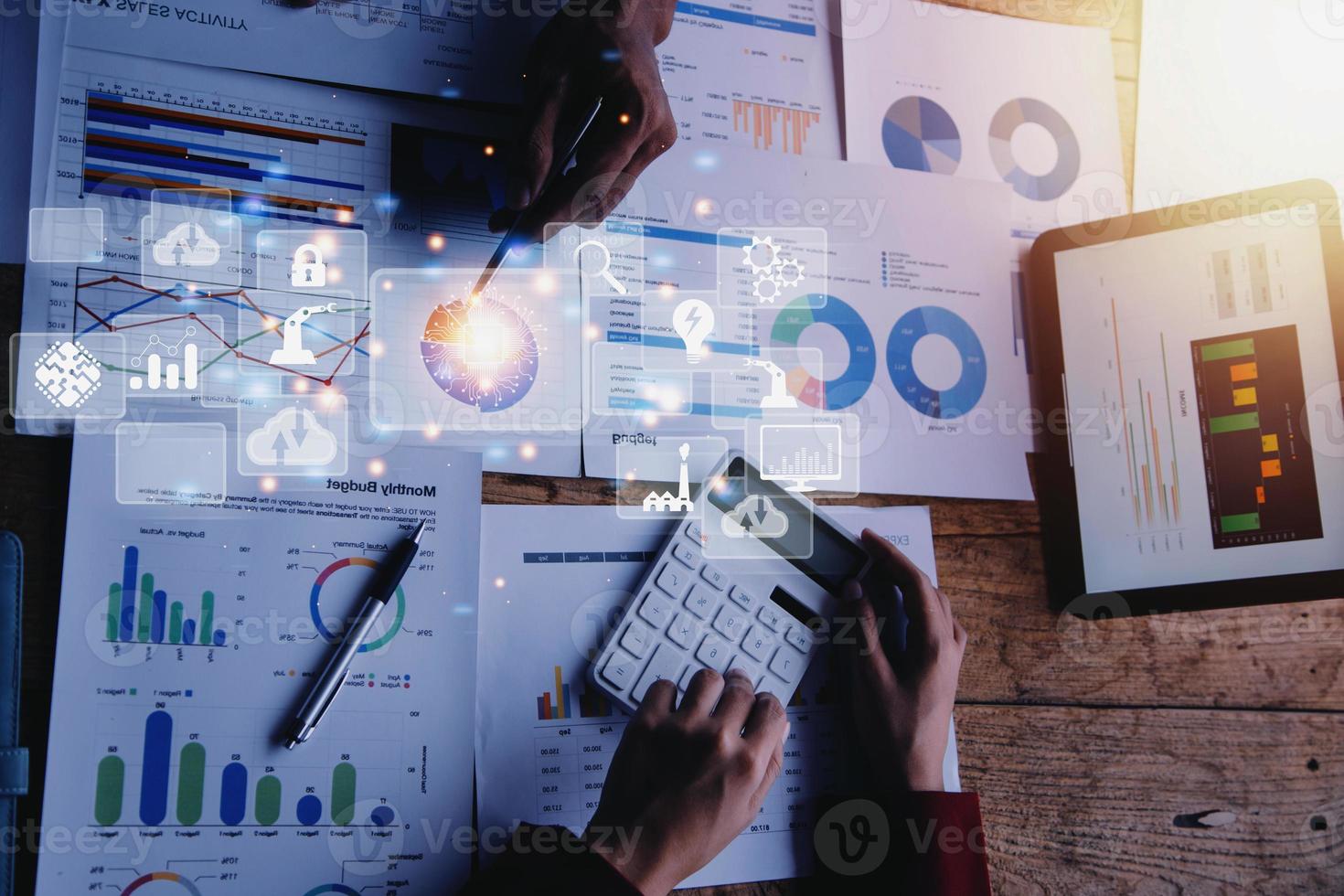 Digital transformation technology strategy, digitization and digitalization of business processes and data, optimize and automate operations, customer service management, internet and cloud computing photo