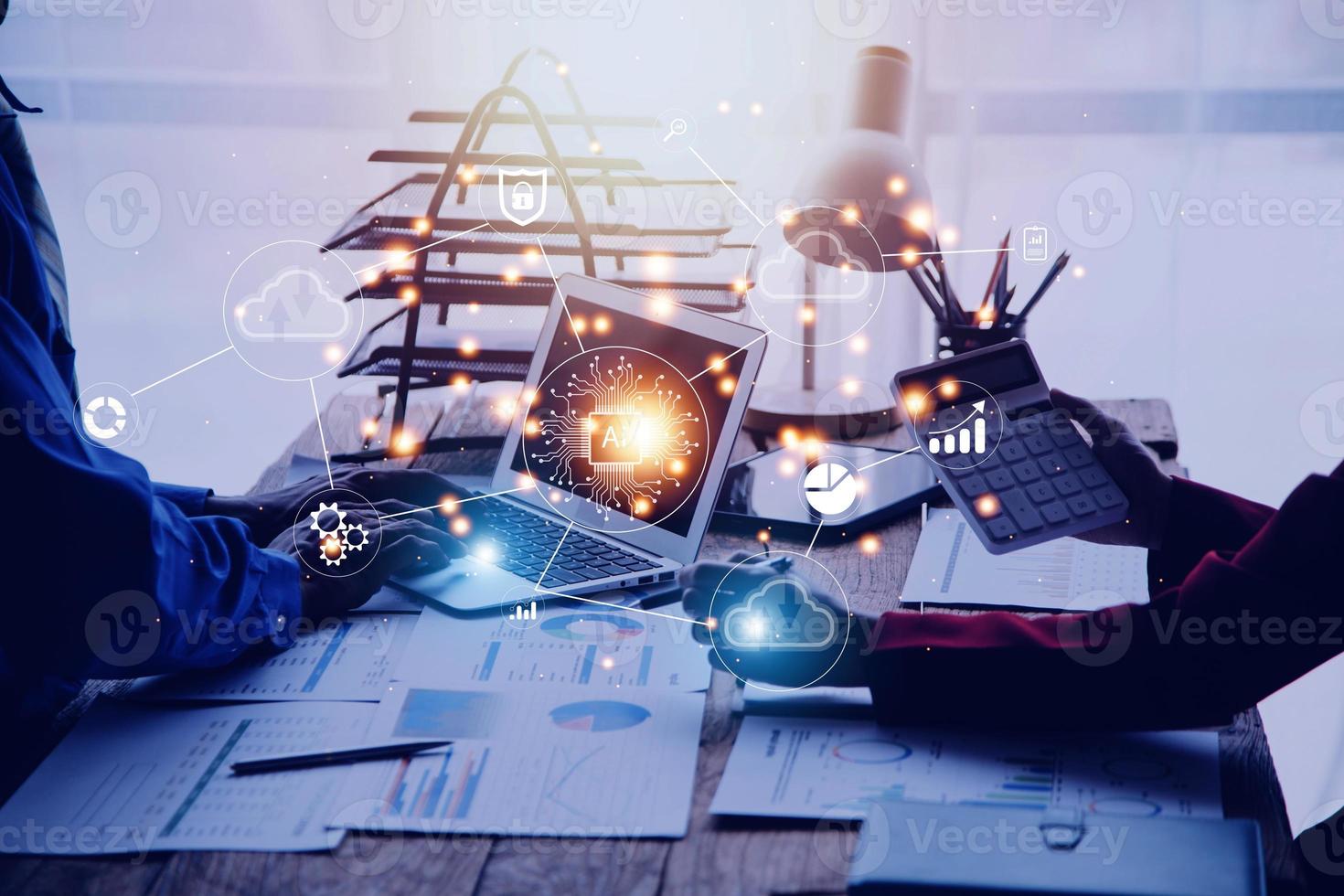 Digital transformation technology strategy, IoT, internet of things. transformation of ideas and the adoption of technology in business in the digital age, enhancing global business capabilities. Ai photo