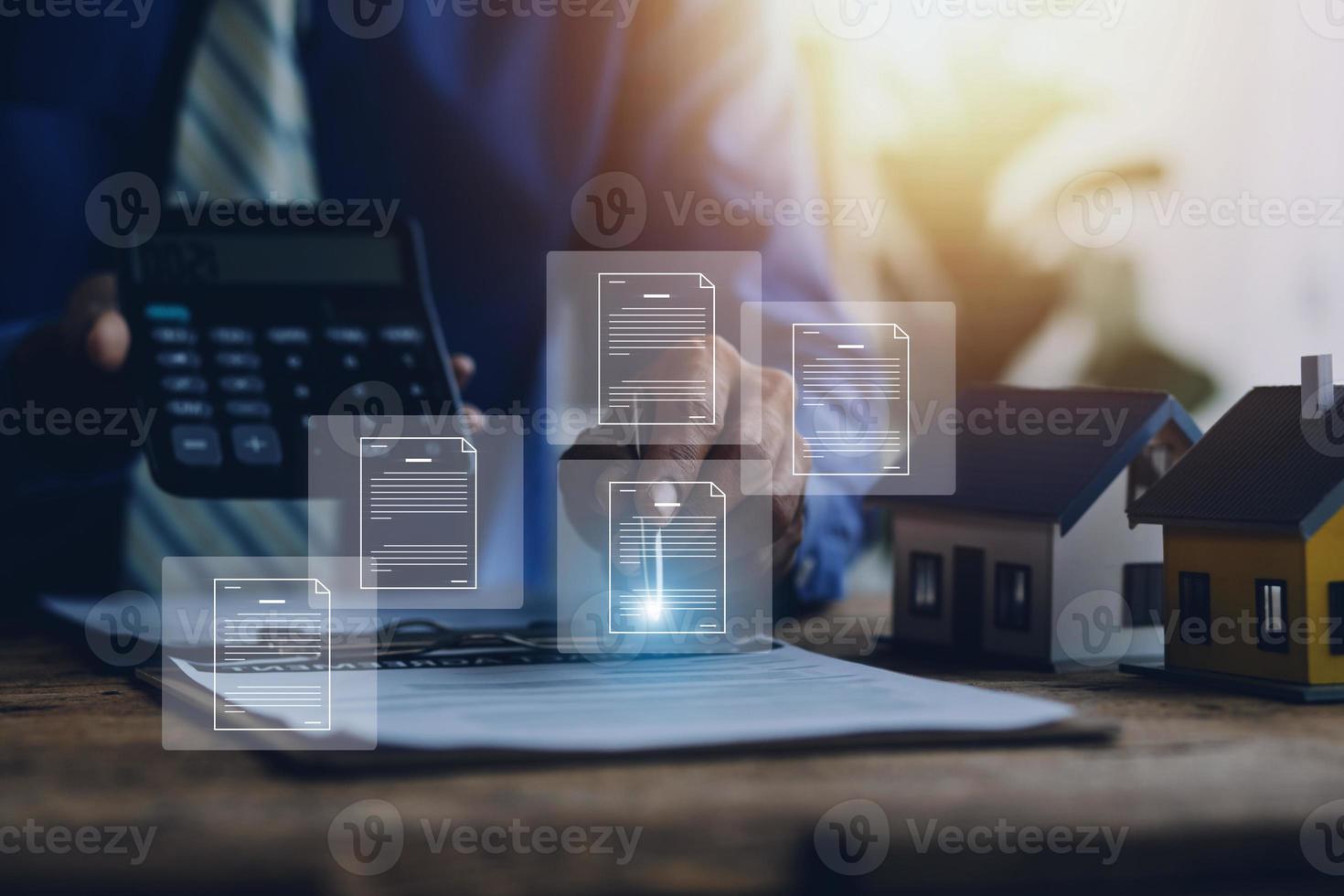 Document Management System, Online business contract Electronic signature, e-signing, digital document management, paperless office, signing business contract concept. photo