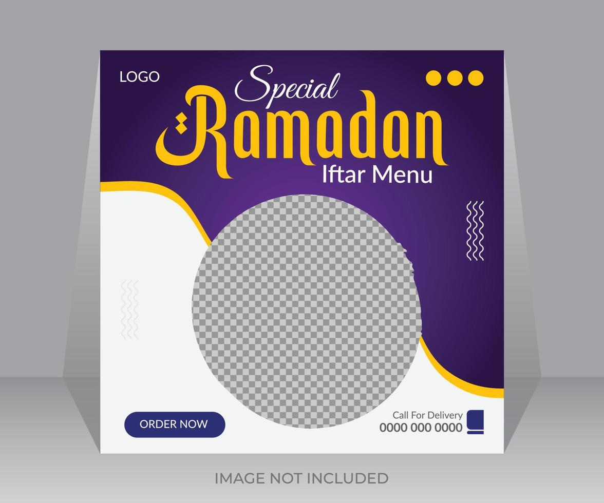 Special Ramadan food menu social media post or web ads discount offer banner design template vector