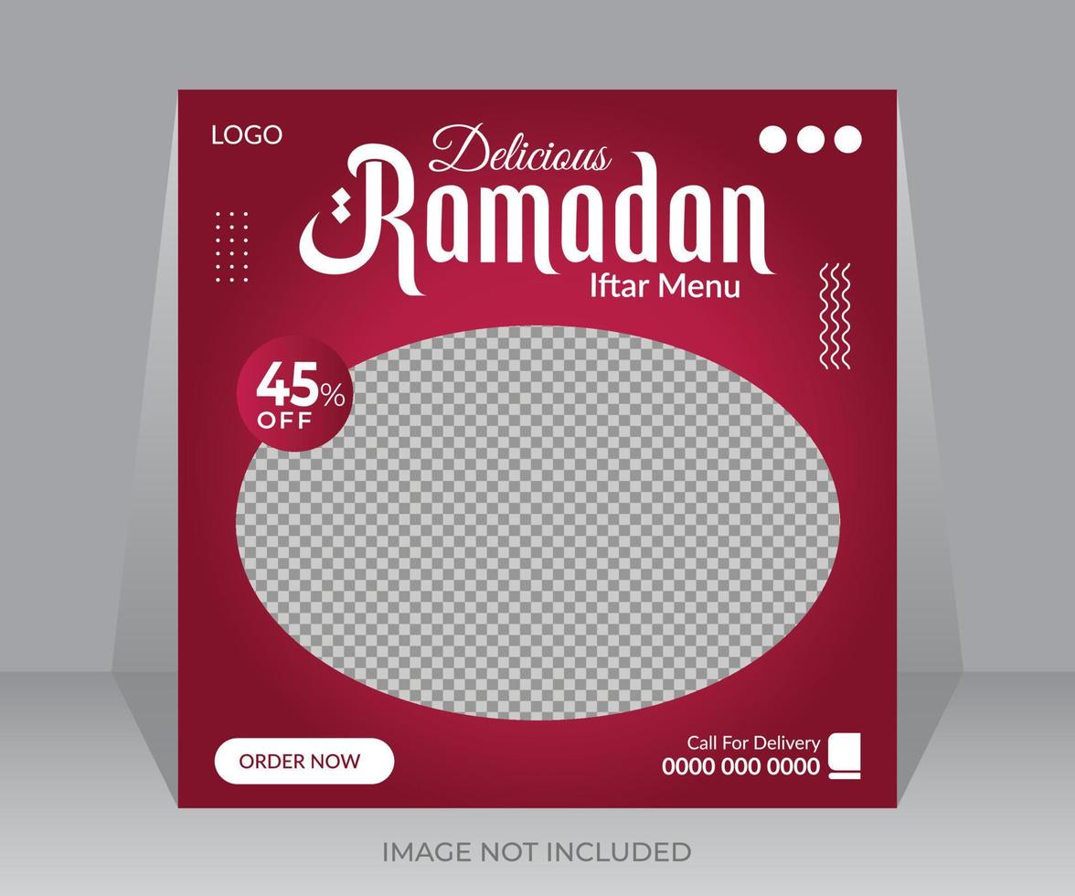 delicioso Ramadán comida menú social medios de comunicación enviar bandera diseño modelo vector