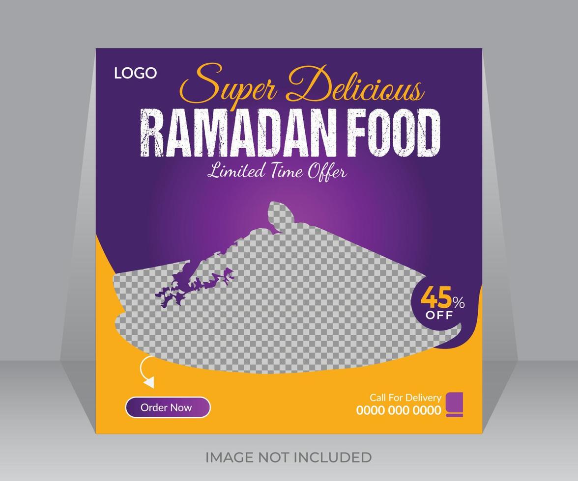 Ramadan food social media post or web ads promotion banner template design vector