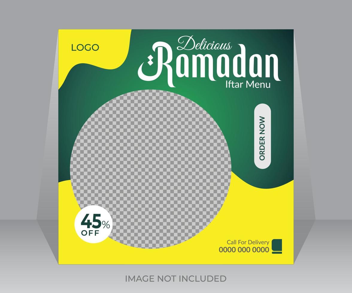 Delicious Ramadan food menu social media post banner design template vector