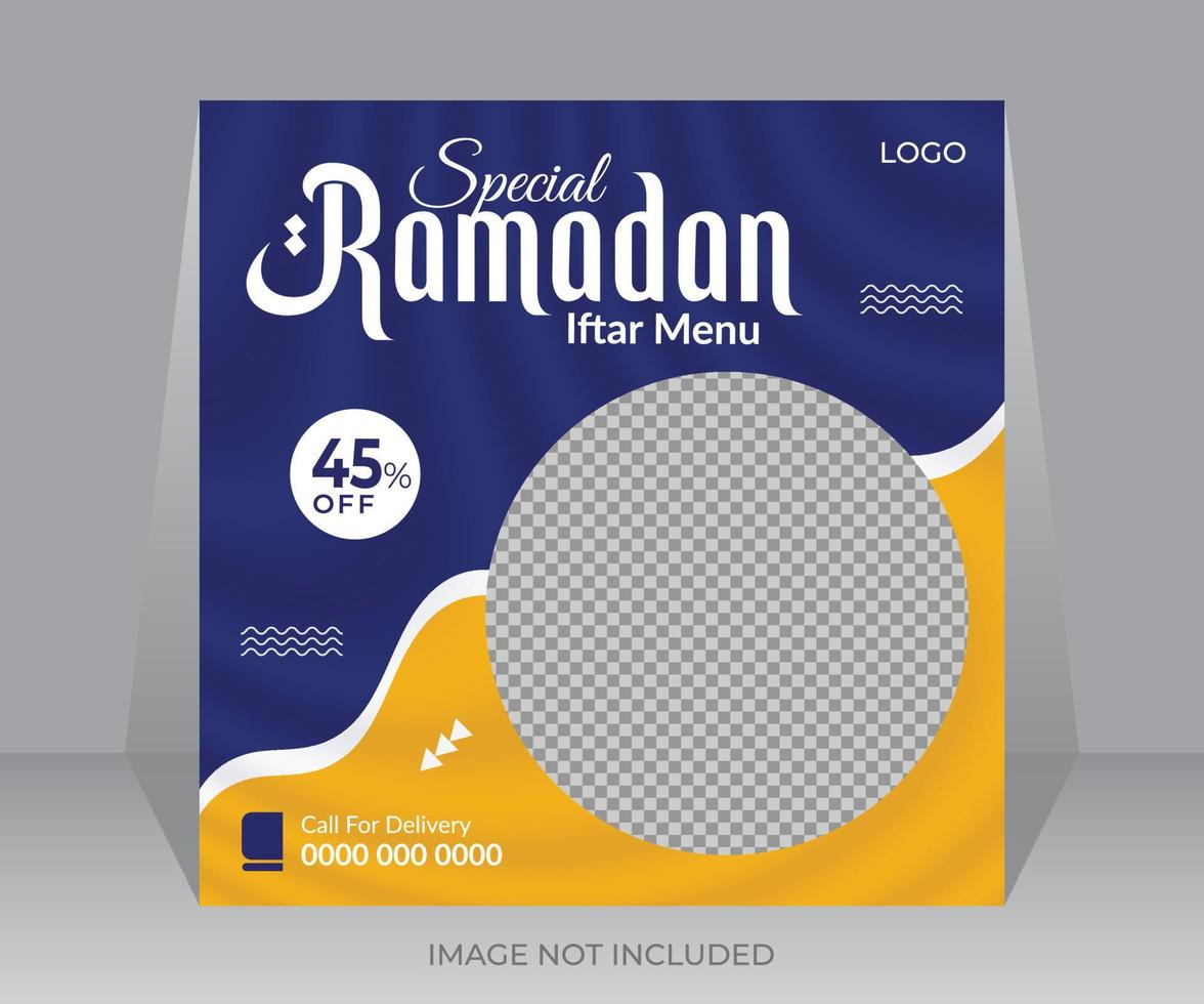 Special Ramadan food menu social media post or web ads discount offer banner design template vector