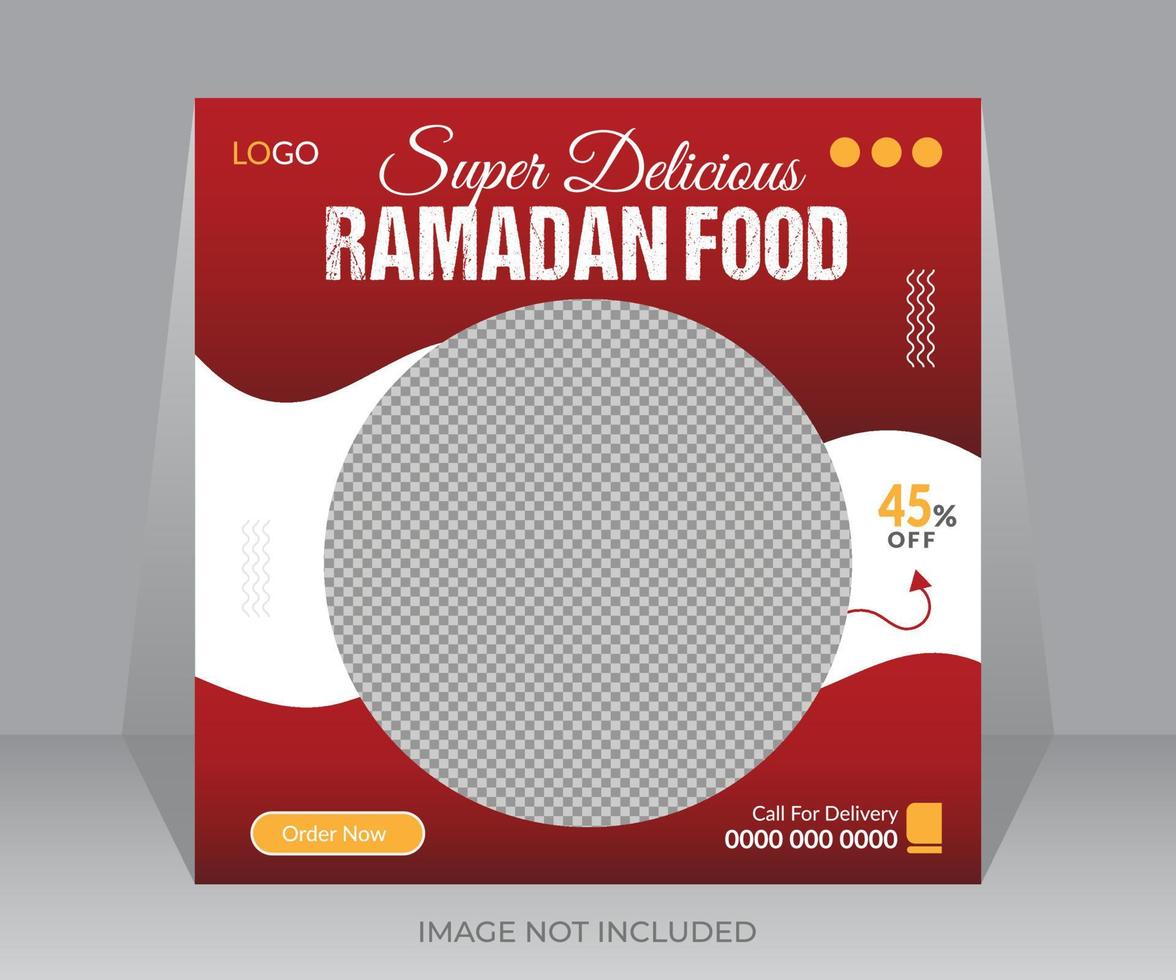 Ramadán súper delicioso comida menú social medios de comunicación enviar bandera diseño vector