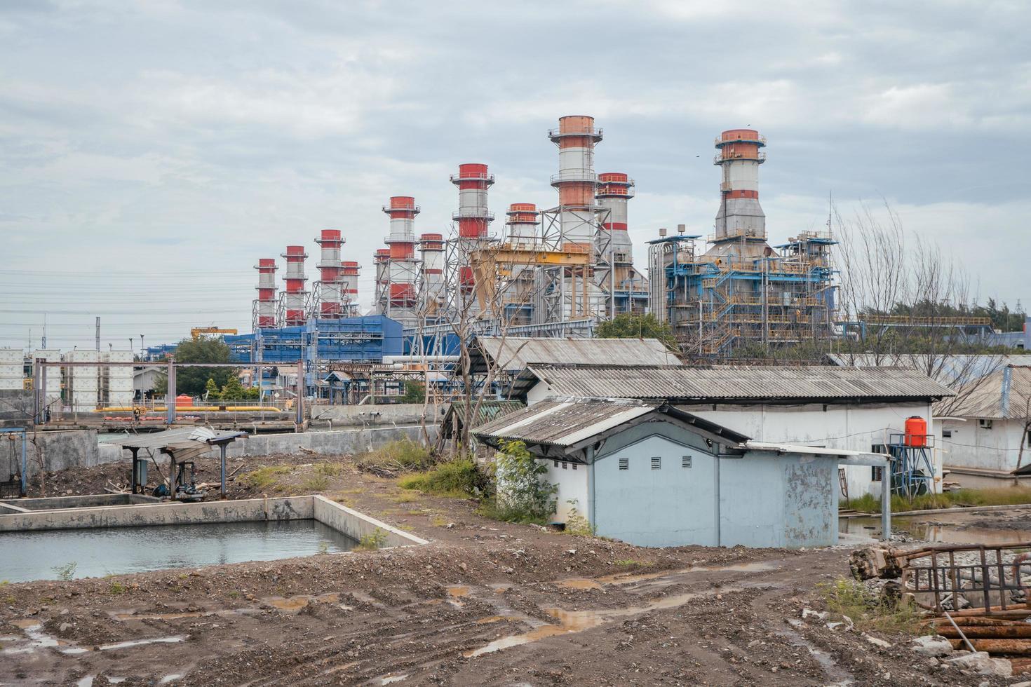 Power plant project view of combine cycle project power plant. The photo is suitable to use for industry background photography, power plant poster and electricity content media.