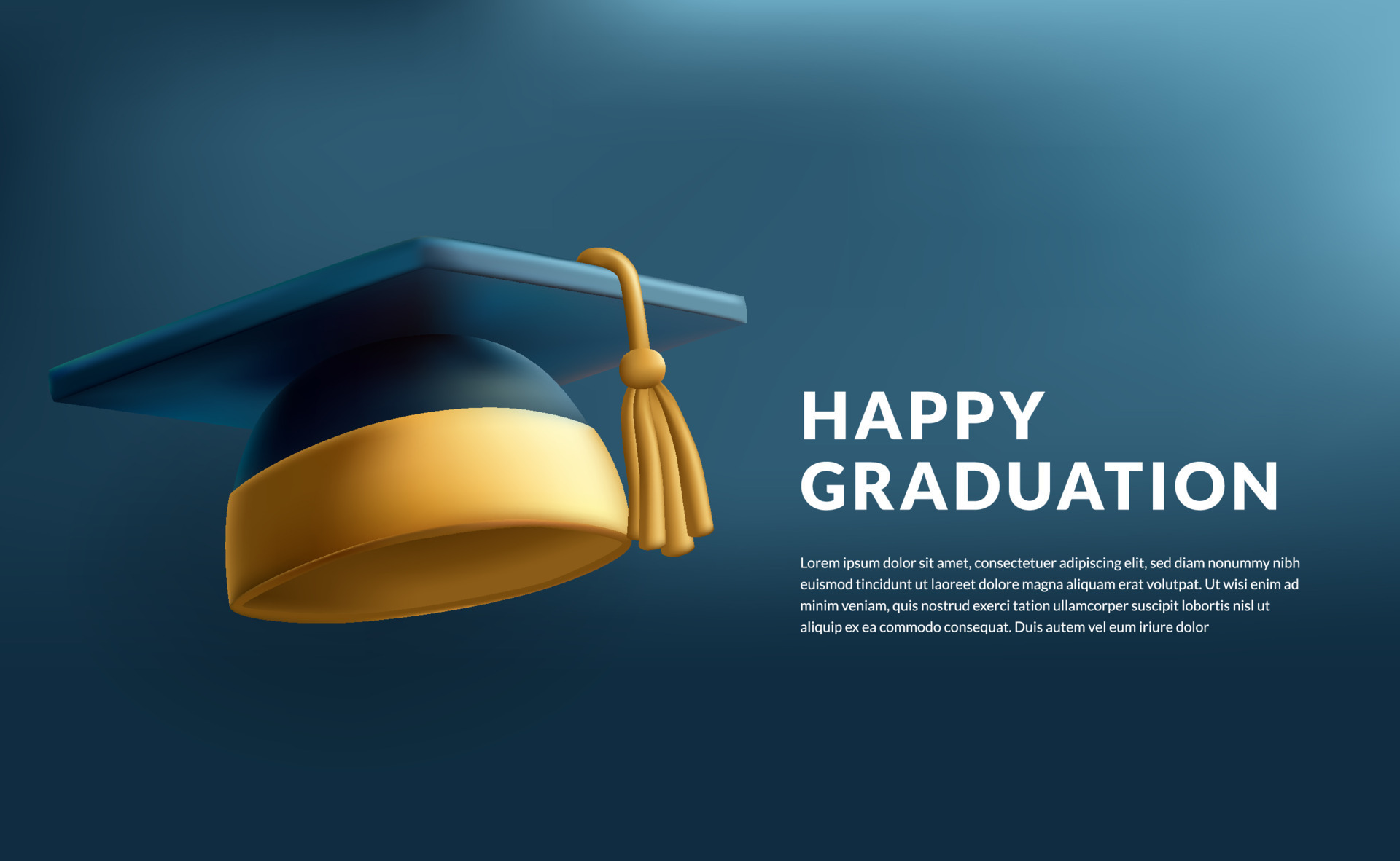 3d cute mortarboard for graduation cap graduate education with blue