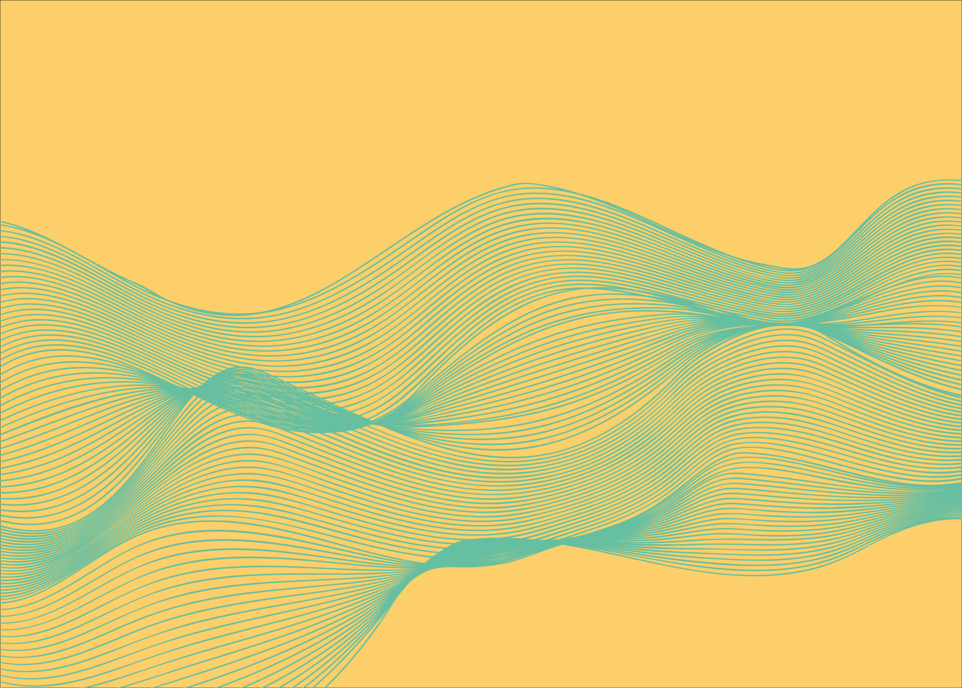 Abstract green wave from lines on a yellow background. Dynamic sound