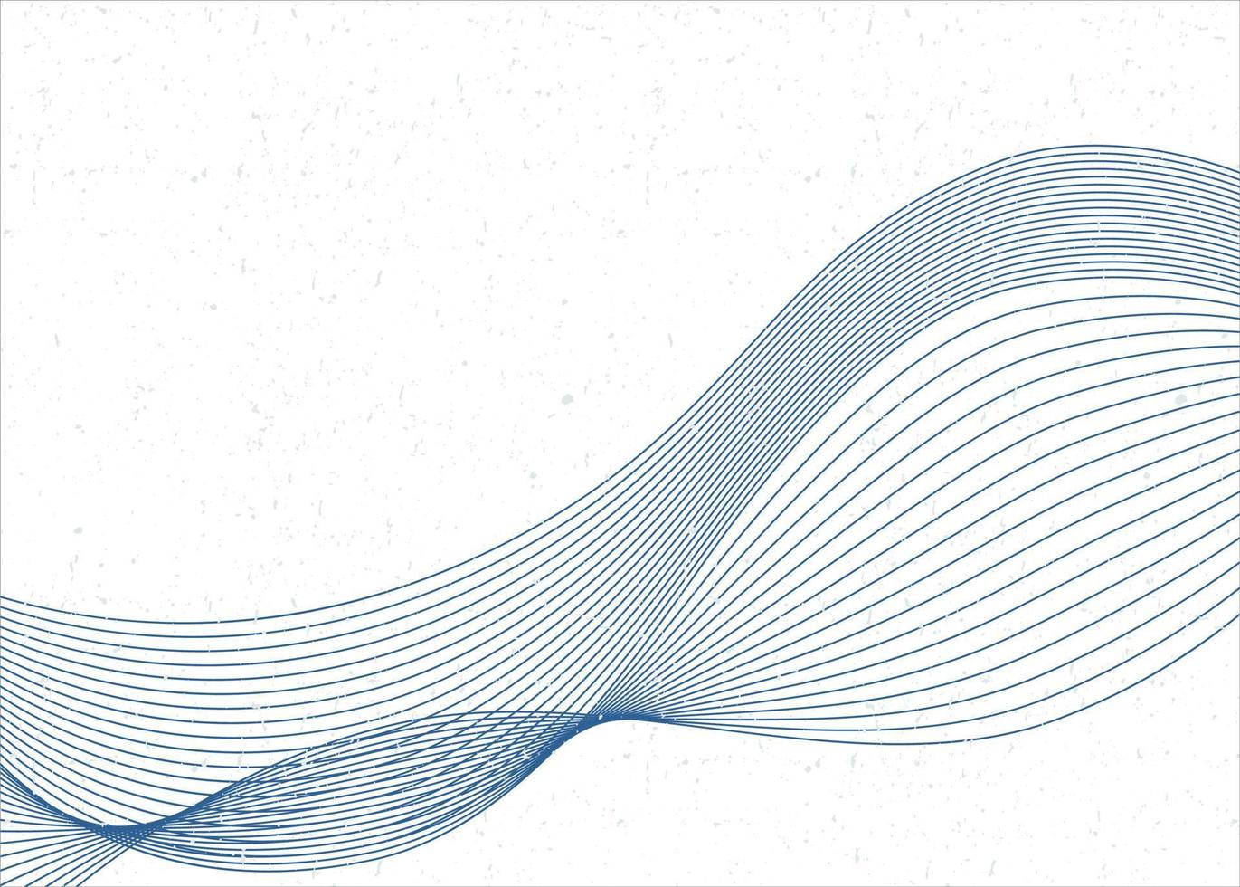 Abstract blue wave from lines with texture. Dynamic sound wave. Optical art design element. Vector background.