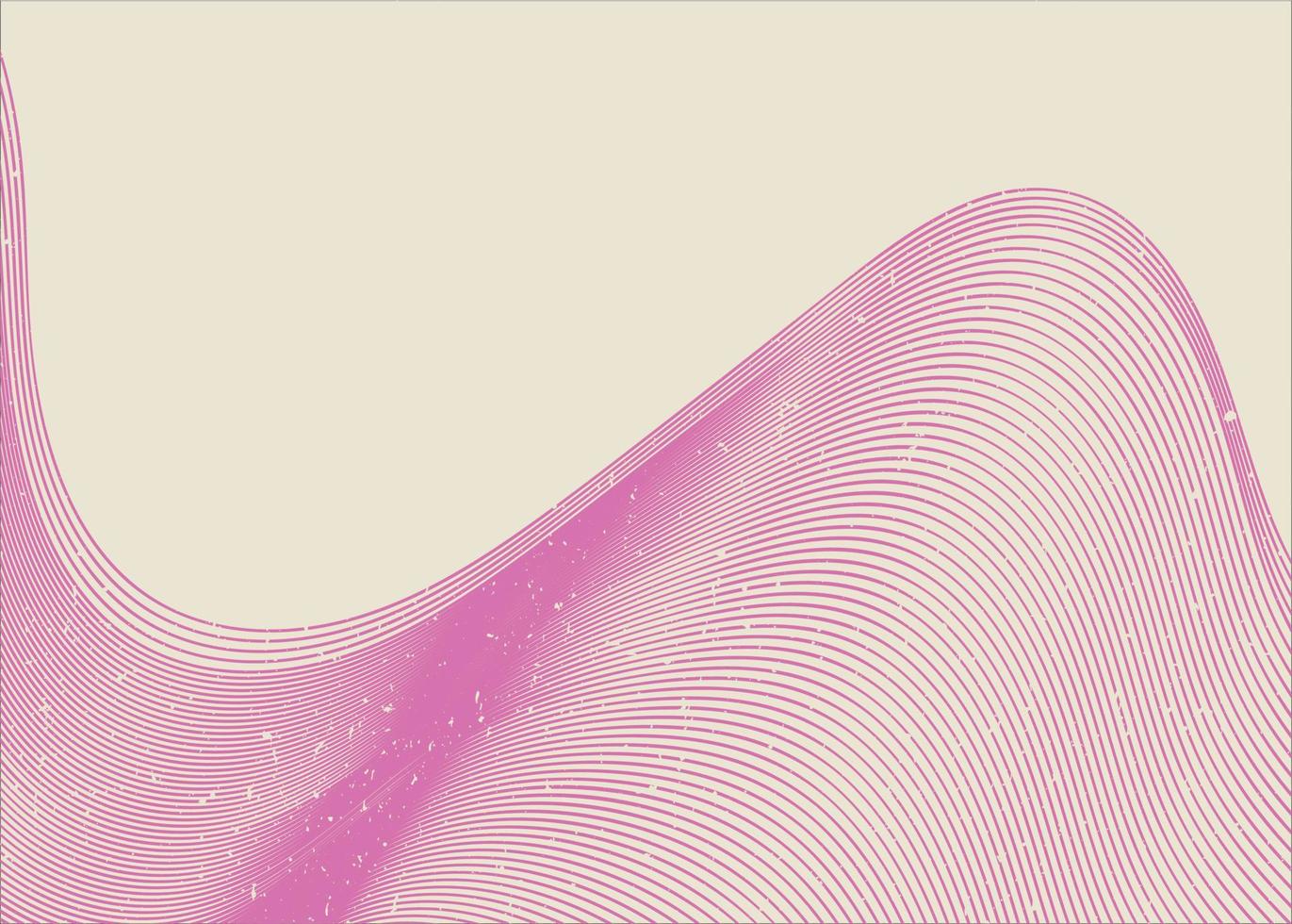 Soft pink wave of textured lines. Dynamic sound wave. Optical art design element. Vector background.