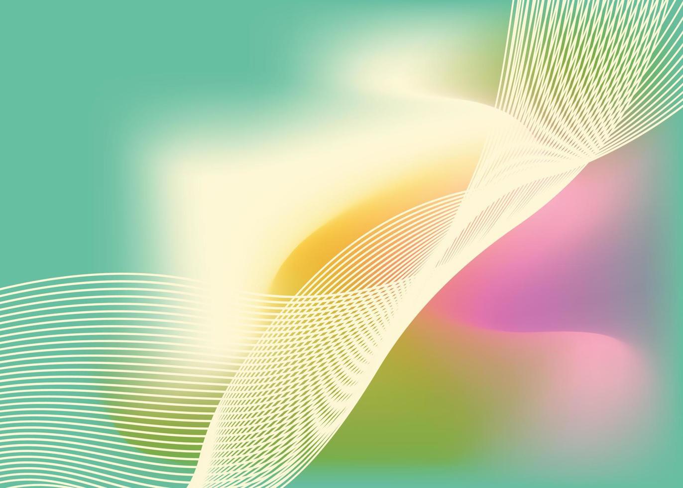 Abstract wave of lines on a background with a multi-colored blurred gradient. Dynamic sound wave. Optical art design element. Vector background.