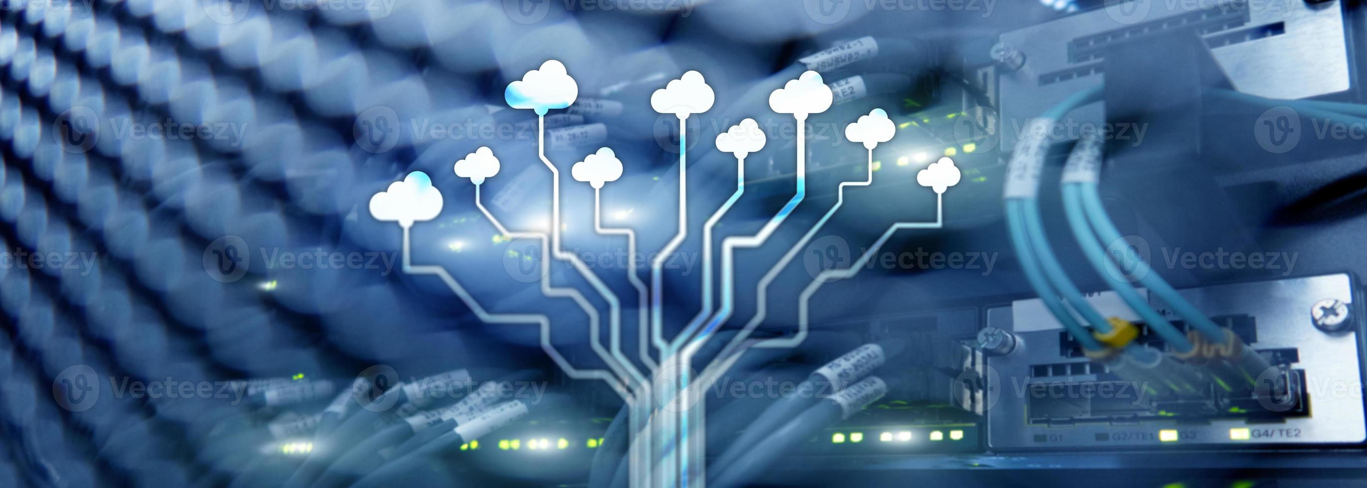 Cloud technology, networking, data storage. Internet concept. photo