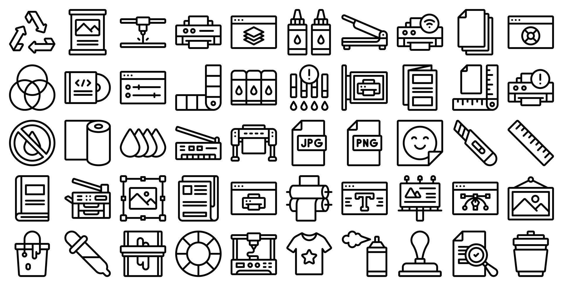 línea estilo vector icono conjunto para impresión.