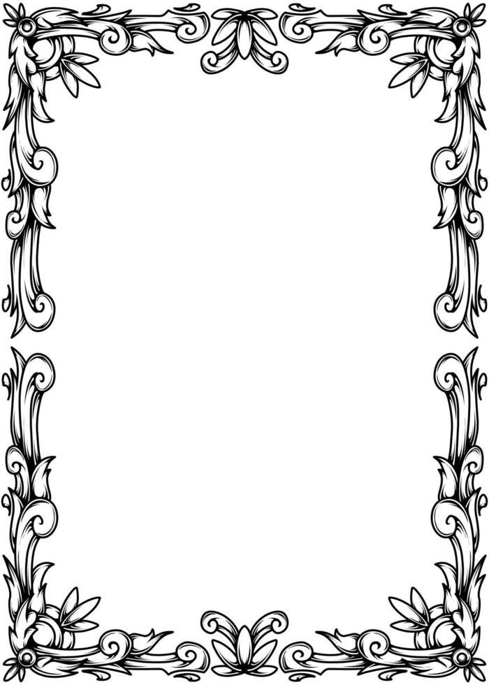 Classic luxury frame ink and line art design vector