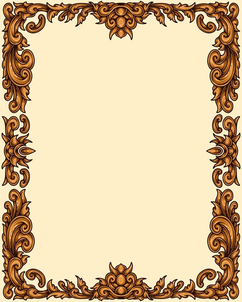 Classic style frame design with exquisite engraving and luxury vector