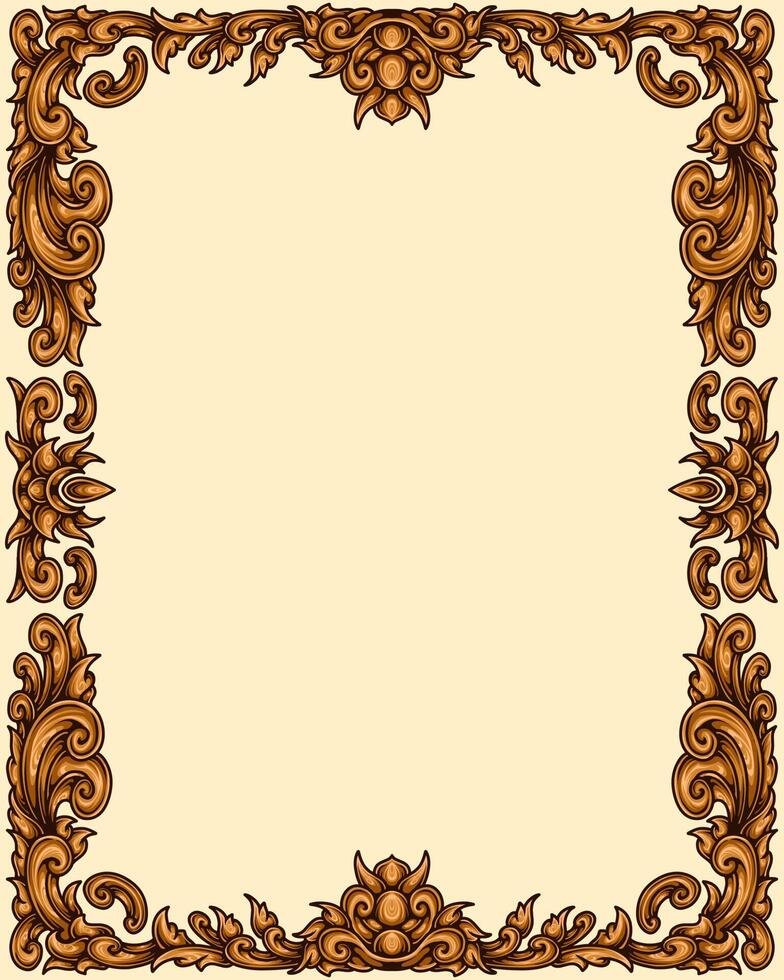 Classic style frame design with exquisite engraving and luxury vector