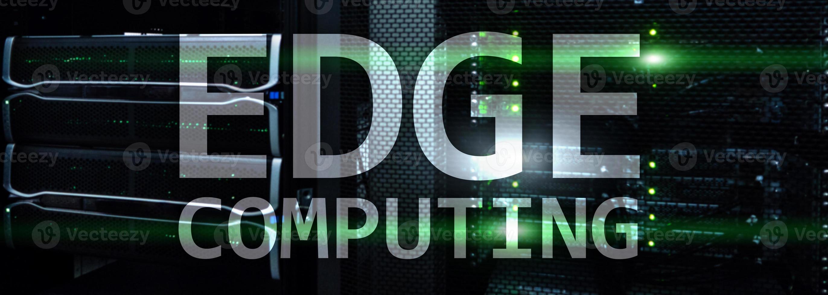 EDGE computing, internet and modern technology concept on modern server room background. photo