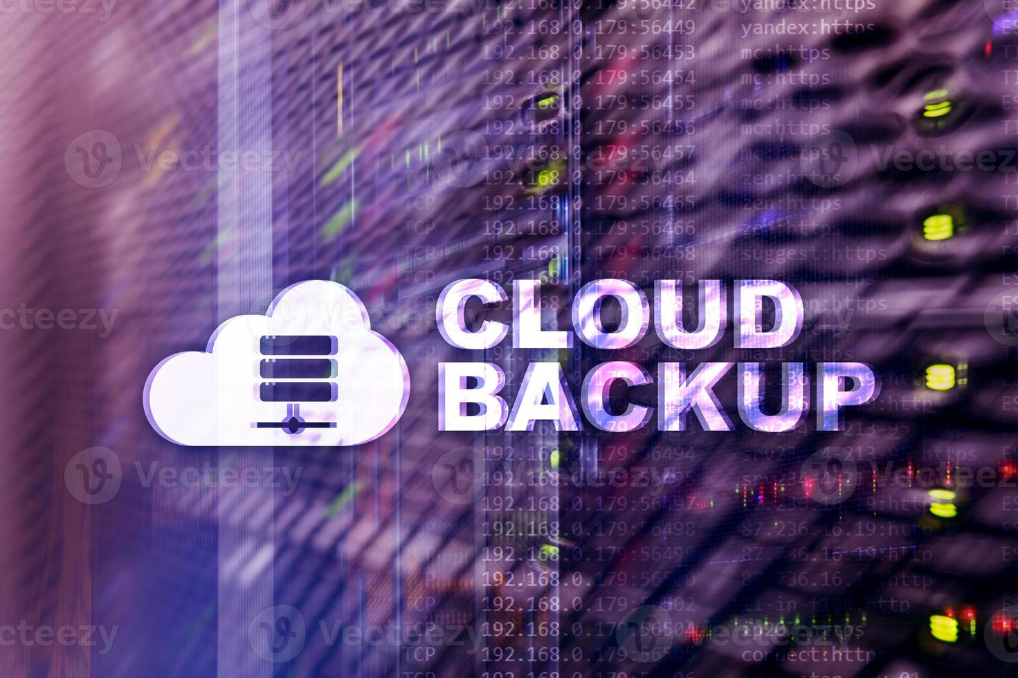 Cloud backup. Server data loss prevention. Cyber security. photo