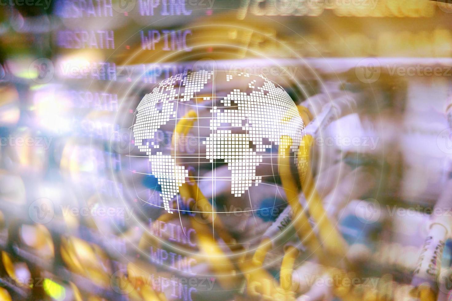 Planet Earth Hologram Globe Global communication World Wide Business concept. photo