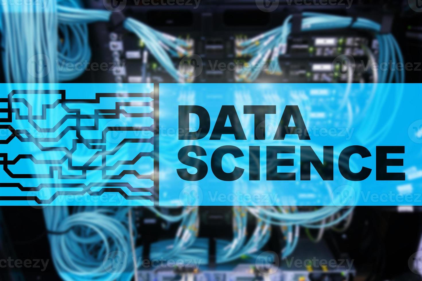 Data science, business, internet and technology concept on server room background. photo